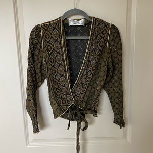 Vintage Mesh Wrap Crop Top